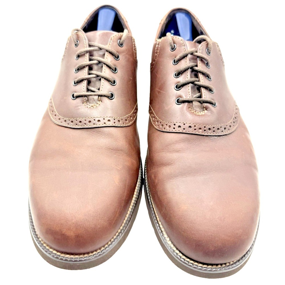 Rockport Mens Kinetic Air Saddle Oxford Brn Leather Lace Up Dress Shoes Size 11W - Picture 3 of 9